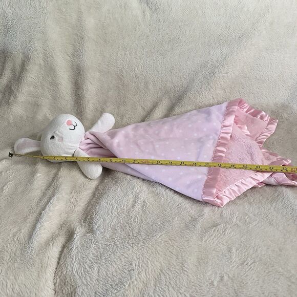 Cloud Island Pink Bunny Rabbit Lovey Security Blanket Satin Trim Large 29” Baby - Picture 9 of 9